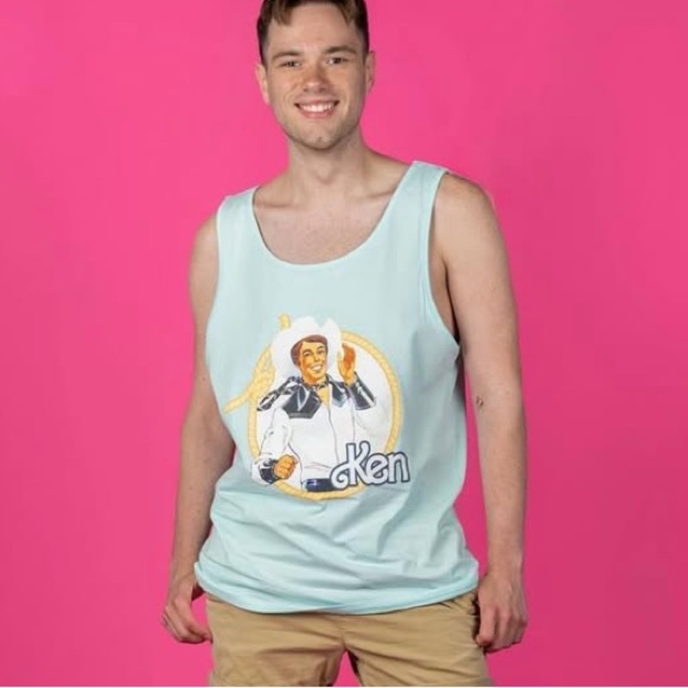 NWT✨ Barbie x Cakeworthy Unisex Pastel Blue Western Cowboy Ken Tank Top